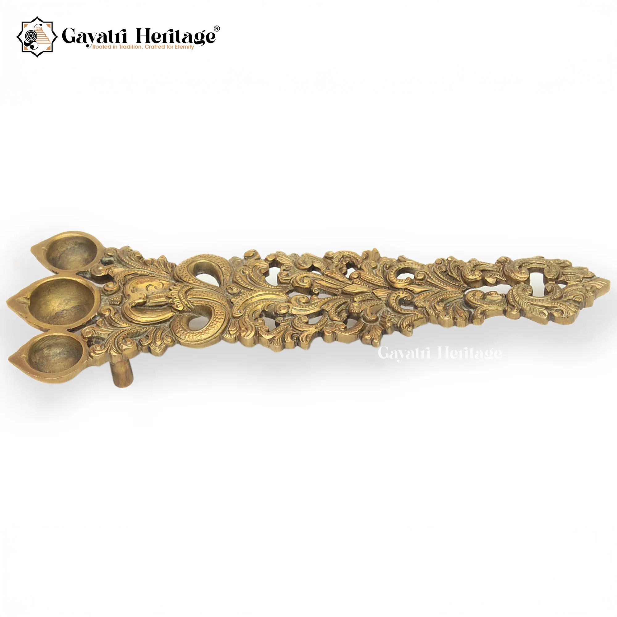 Brass Pooja Dhoop Arti Handle – Traditional Incense Holder for Worship | Gayatri Heritage
