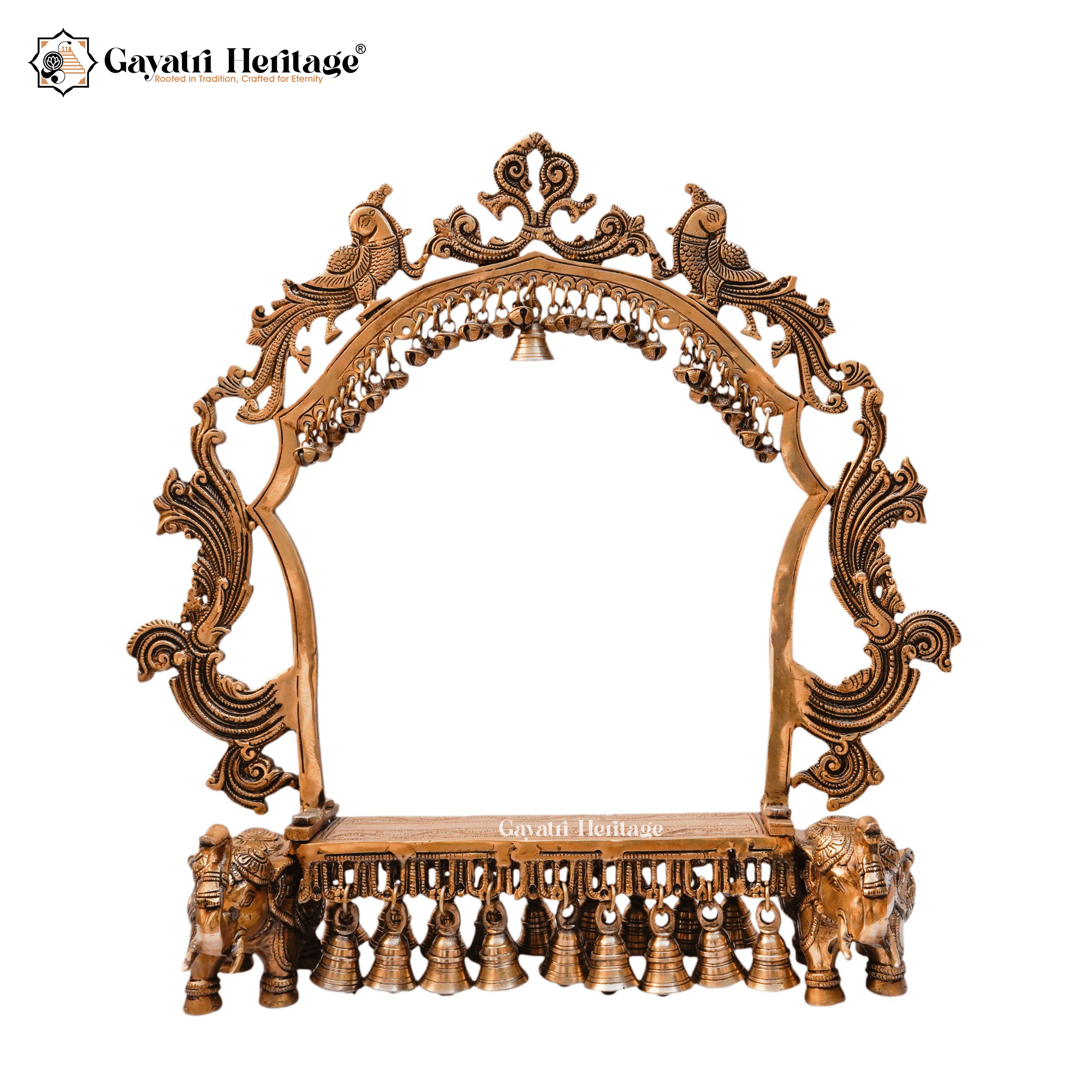 Brass Prabhavali with Royal Elephants – Majestic Temple Decor