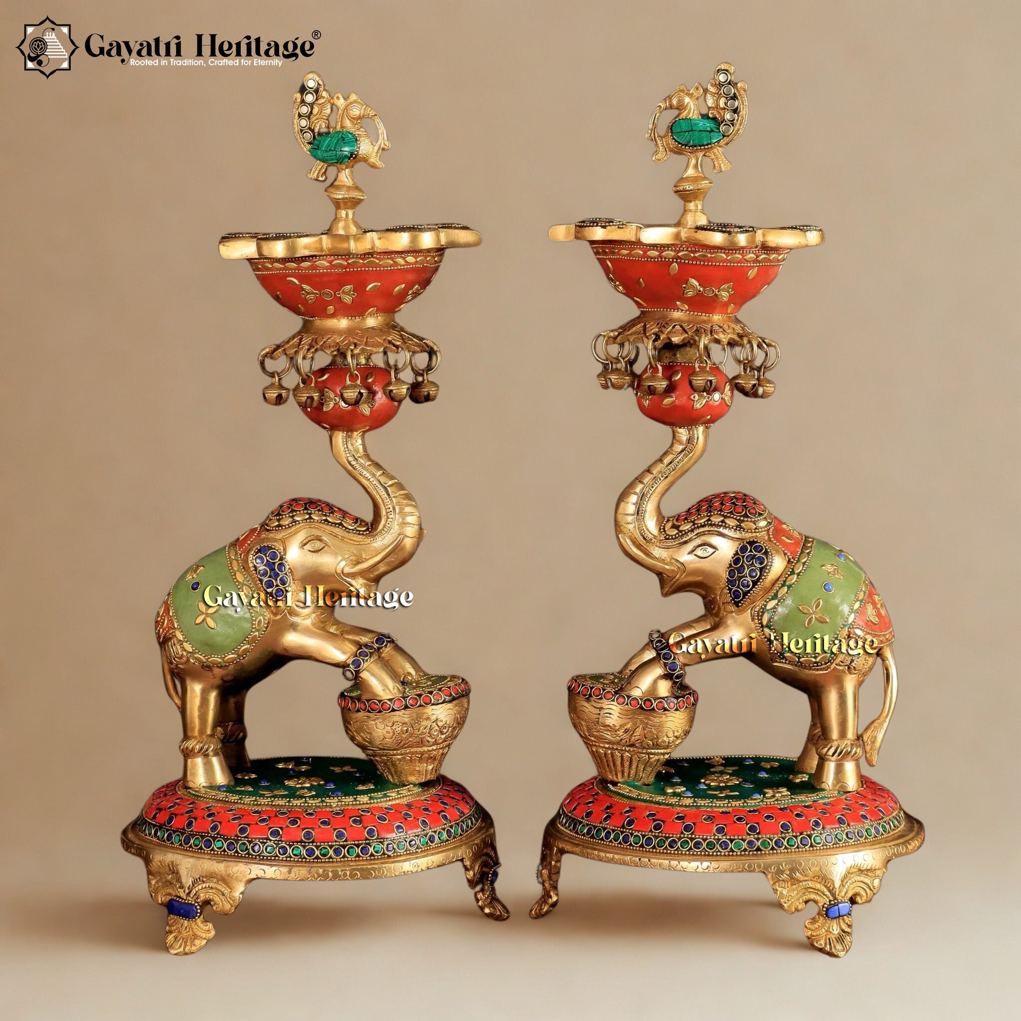 Brass Elephant Lamp – Traditional Lighting Décor | Gayatri Heritage