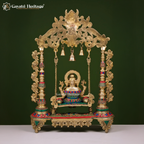 Brass Ganesh Jhula Statue – Intricate Stone Work Art