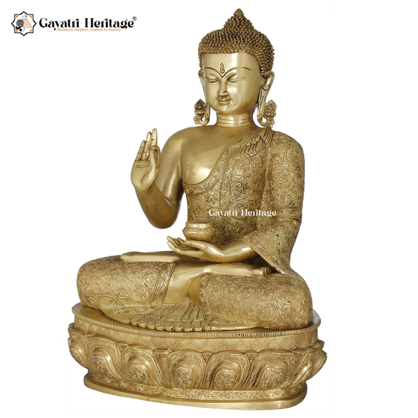 Brass Buddha Statue – Peaceful Meditating Buddha Idol | Gayatri Heritage