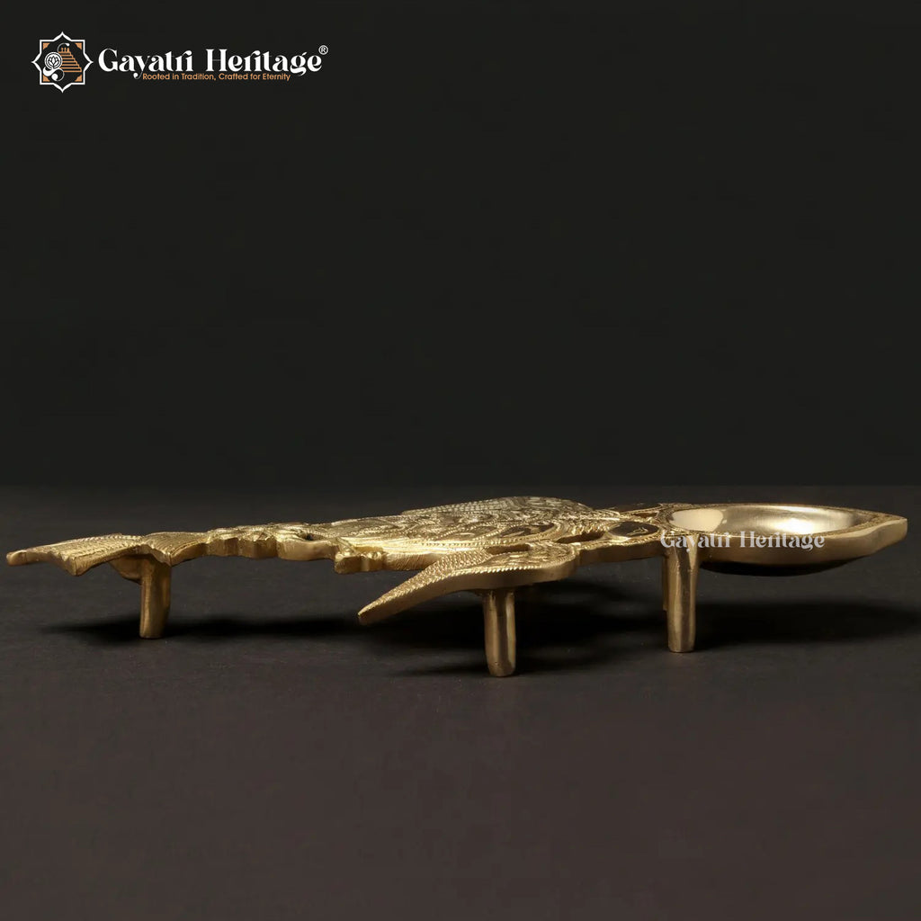 Brass Peacock Pooja Spoon – Elegant Ritual Utility | Gayatri Heritage