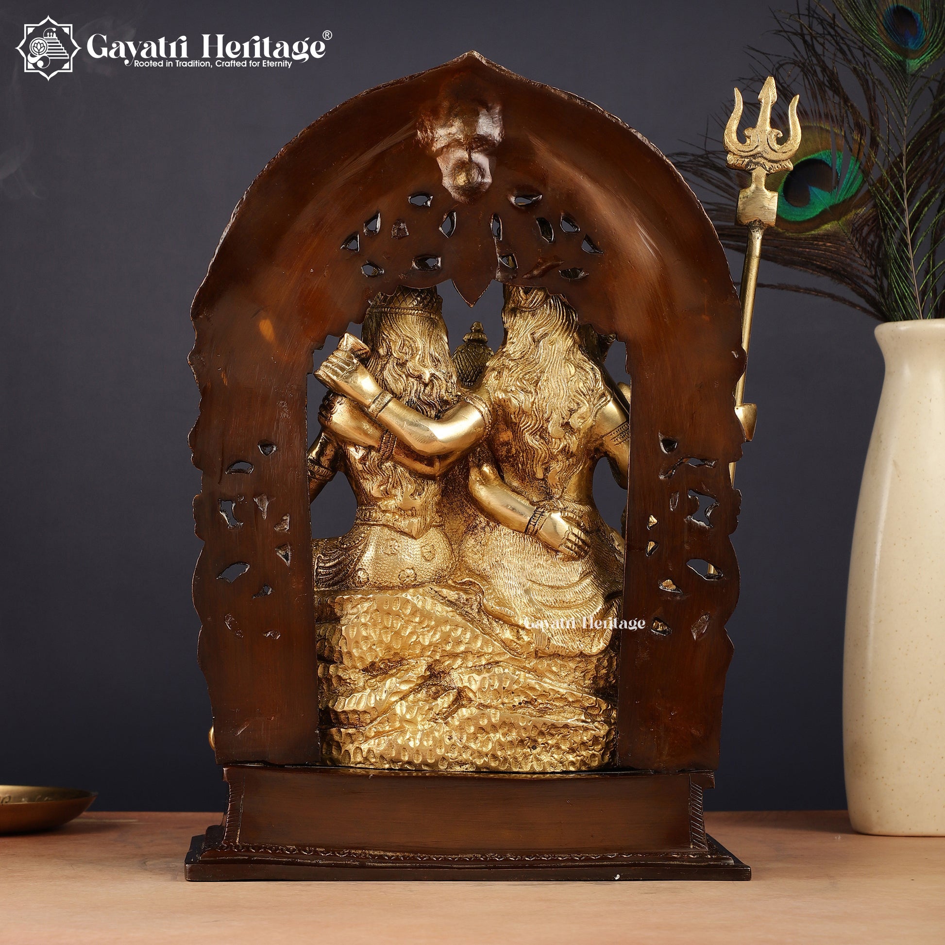 Brass Shiva Family Statue – Divine Trio Idol for Pooja | Gayatri Heritage