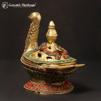 Brass Peacock Dhoop Dani – Elegant Incense Holder | Gayatri Heritage