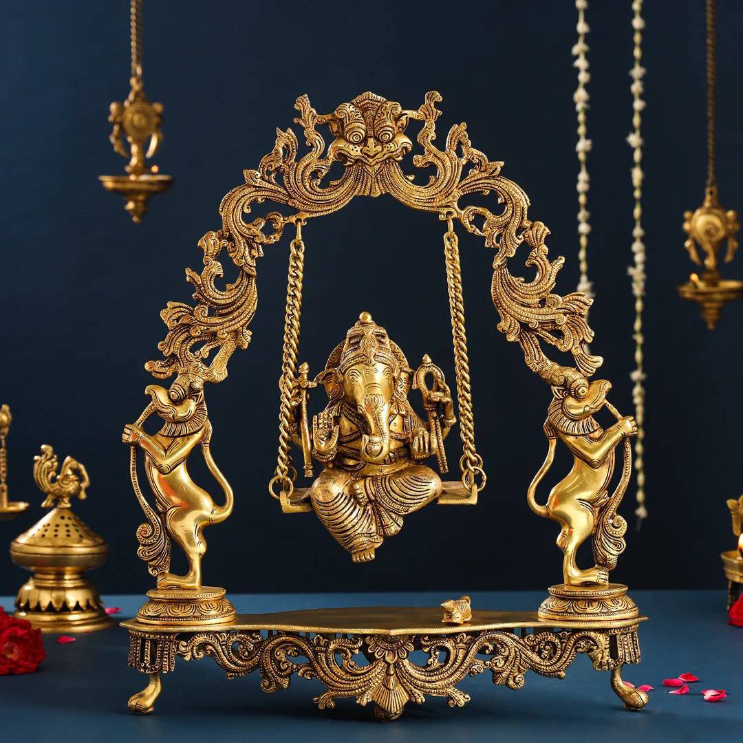 Brass Vinayagar Jhula – Traditional Swing for Lord Ganesha