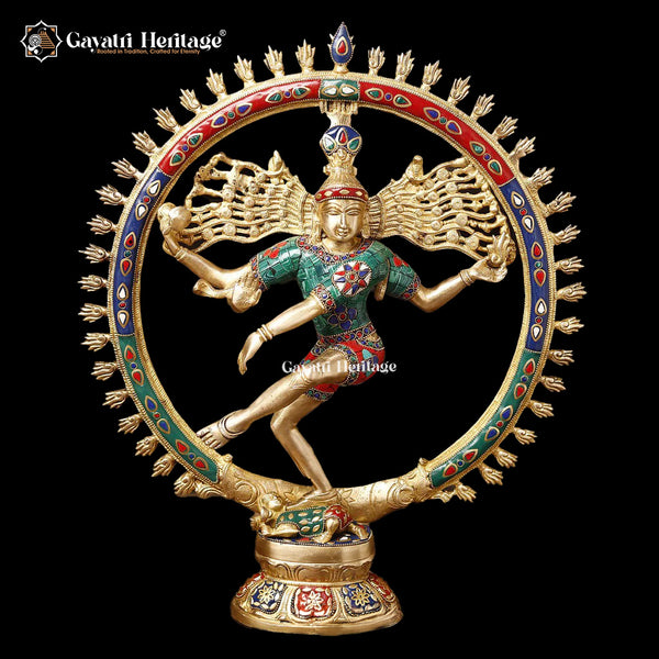 Brass Natarajan in Stone Work – Divine Dance of Lord Shiva | Gayatri Heritage