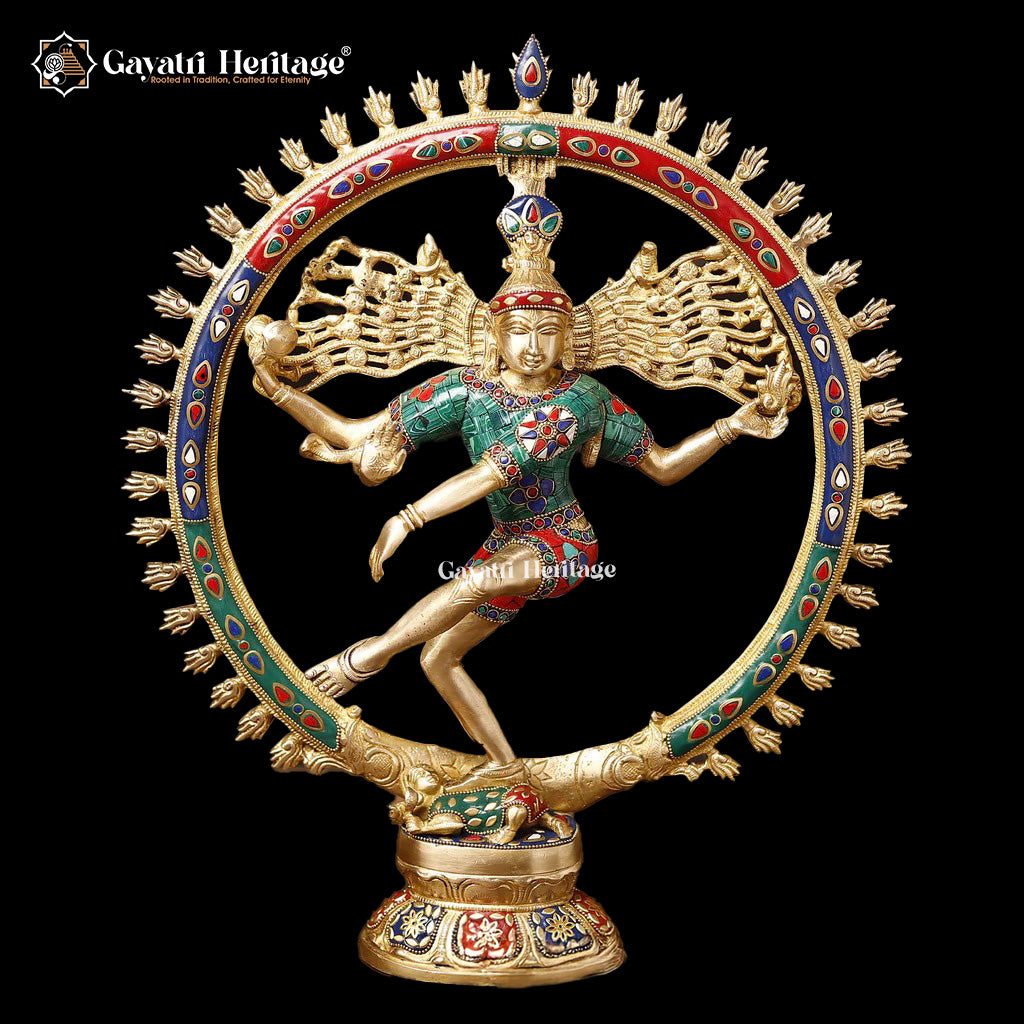 Brass Natarajan in Stone Work – Divine Dance of Lord Shiva | Gayatri Heritage