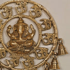 Brass Wall Hanging Ganesha – Om Decor with Bells