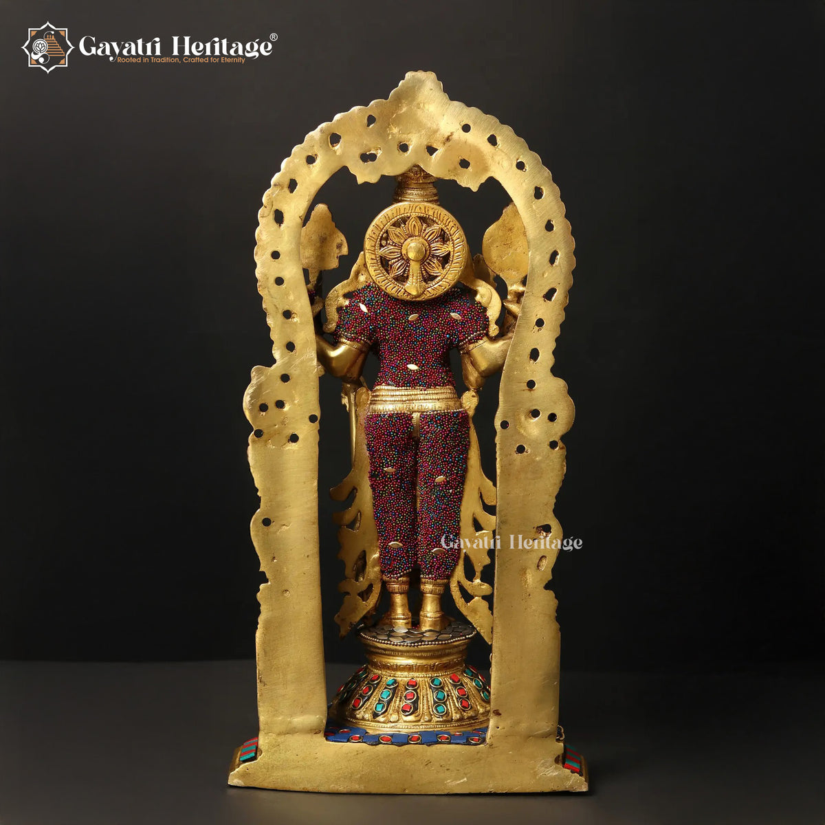 Brass Vishnu in Stone Art – Divine Sculpture for Puja | Gayatri Heritage