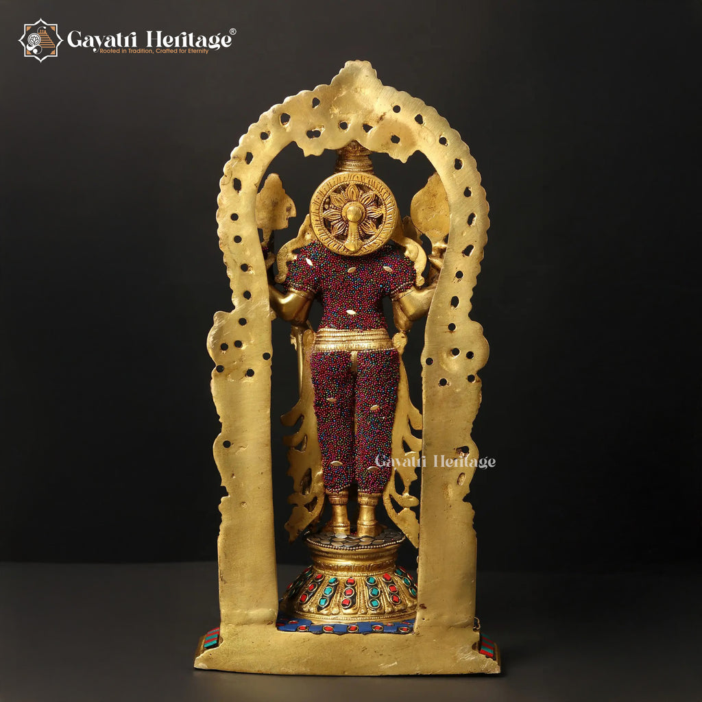 Brass Vishnu in Stone Art – Divine Sculpture for Puja | Gayatri Heritage