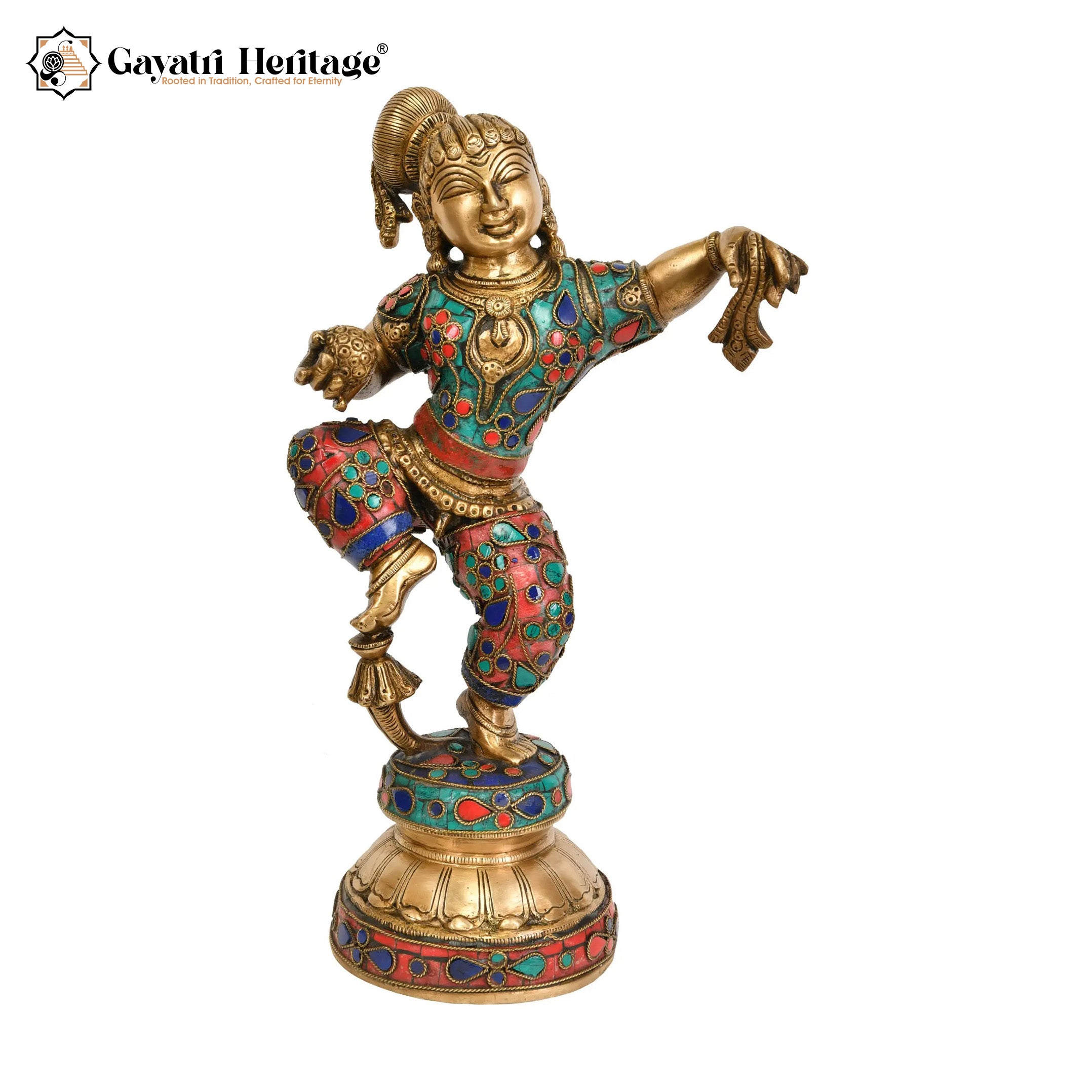 Brass Dancing Bal Gopal Idol – Joyful Krishna Statue for Home Decor | Gayatri Heritage