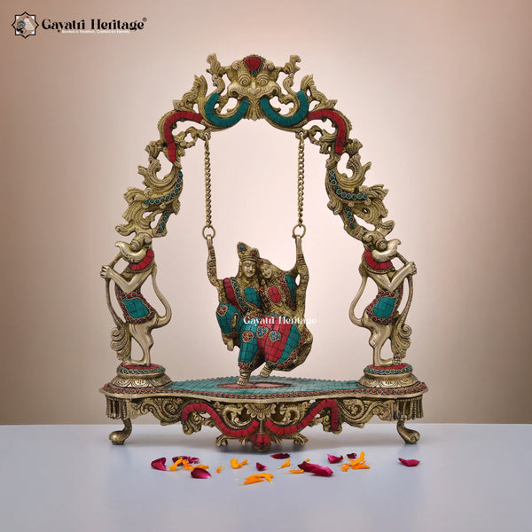 Brass Radha Krishna Jhula – Divine Love and Harmony in Home Decor