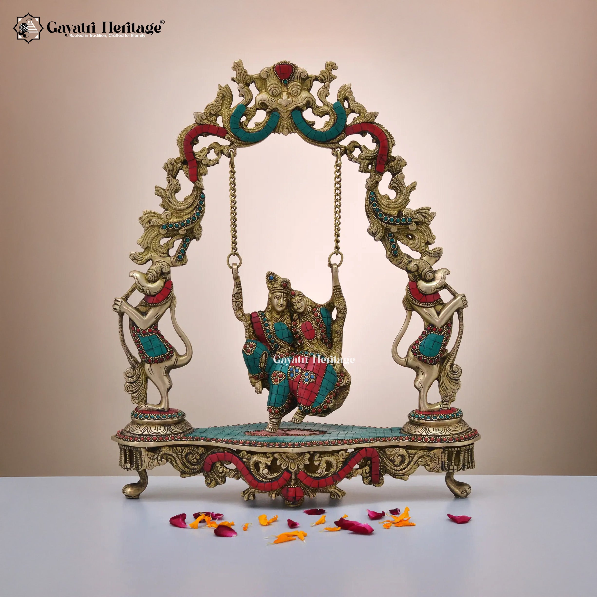 Brass Radha Krishna Jhula – Divine Love and Harmony in Home Decor