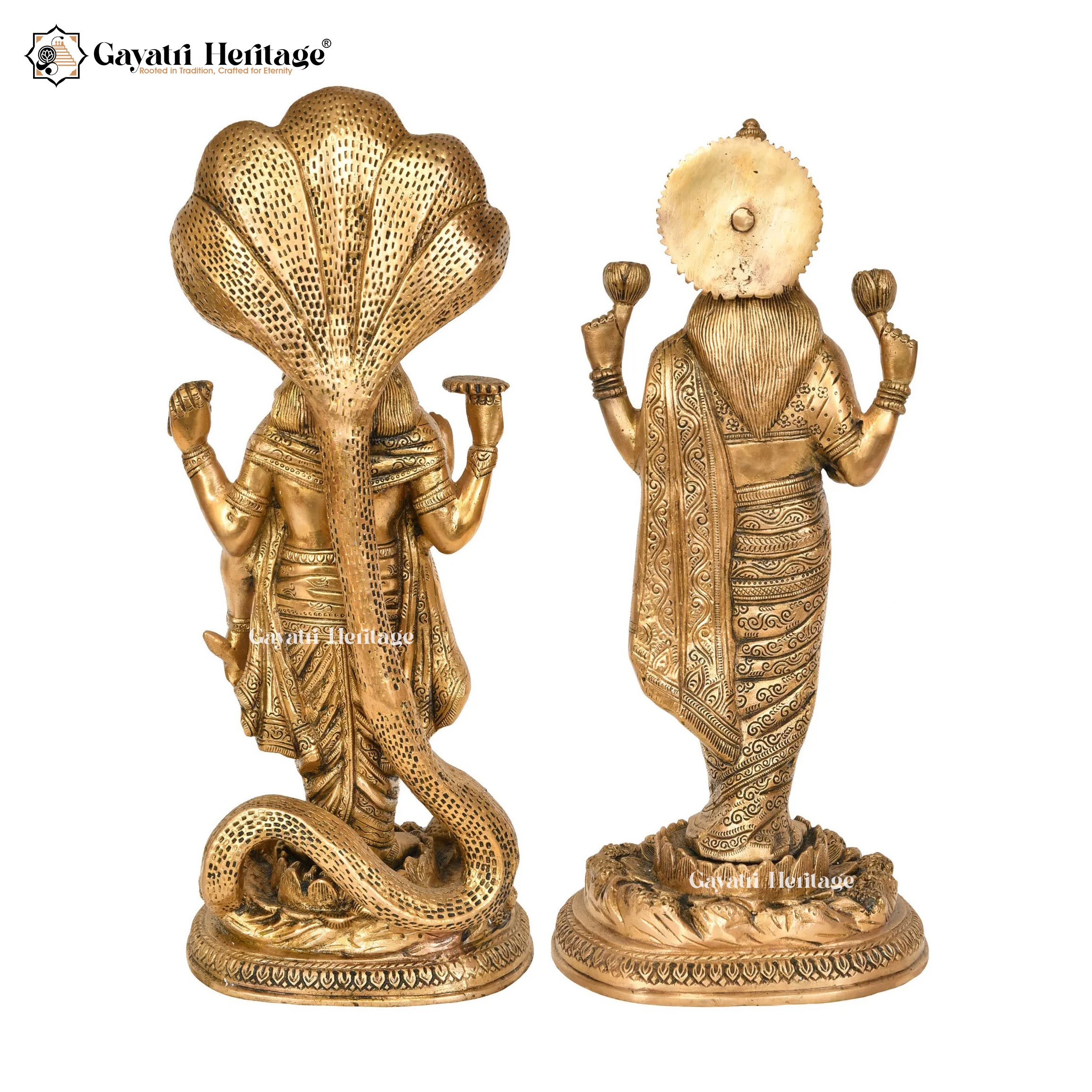 Brass Vishnu Laxmi Idol – Goddess & God of Prosperity | Gayatri Heritage