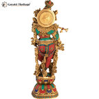 Brass Krishna Statue – Divine Flute Player Idol