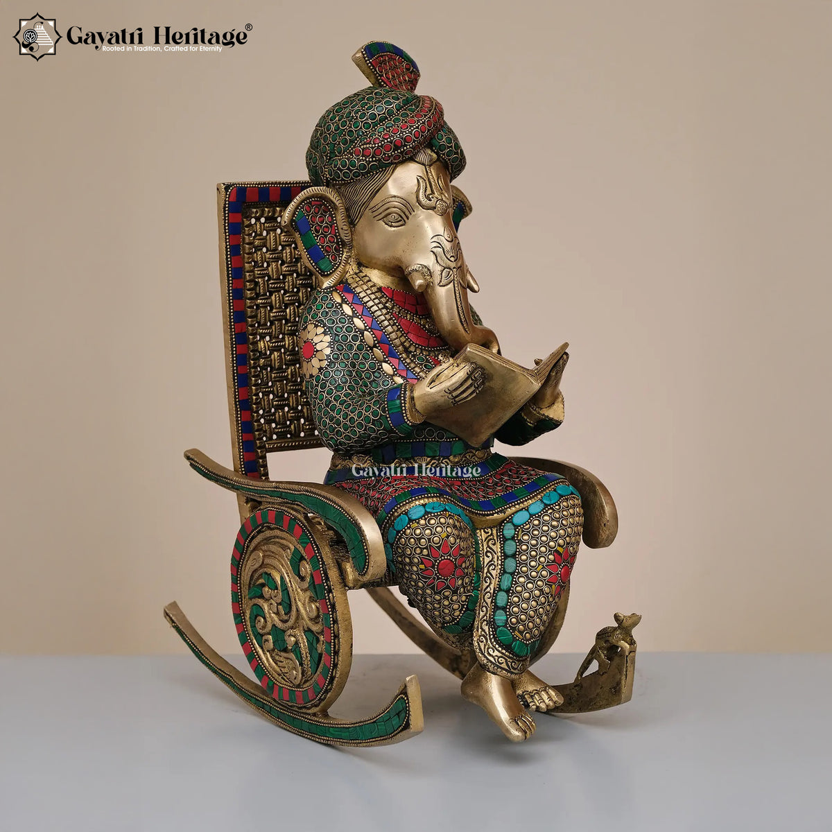 Brass Vinayagar Reading Book – Divine Study Decor Idol | Gayatri Heritage