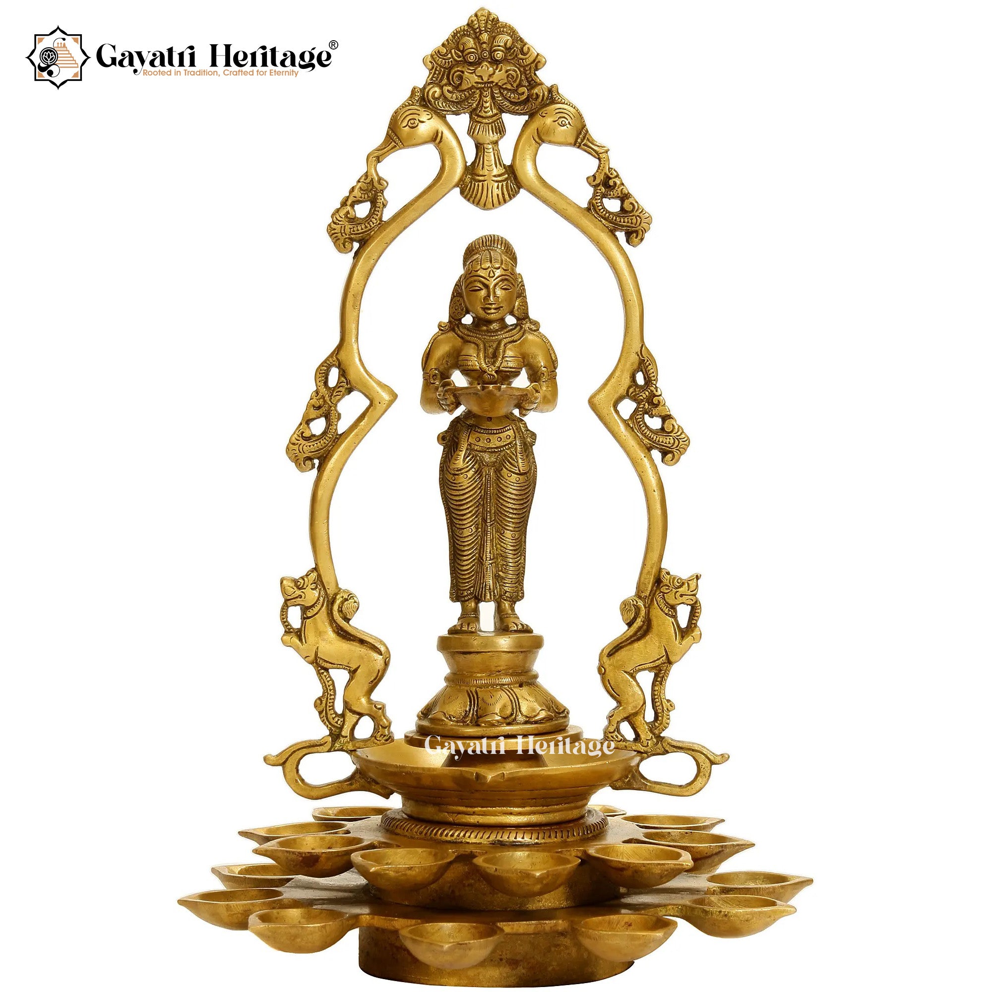 Brass Deeplakshmi with Backside Prabhavali – Divine Lighting Idol | Gayatri Heritage