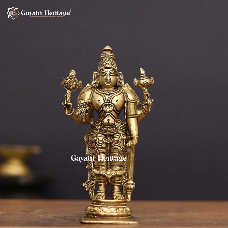 Brass Vishnu Idol – Sacred Divine Protector for Home Temple | Gayatri Heritage
