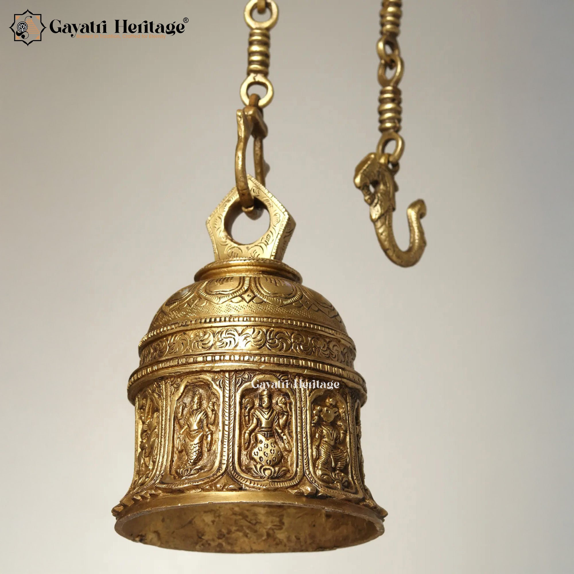Brass Dashavatar Bell – Divine Sound Temple Decor | Gayatri Heritage