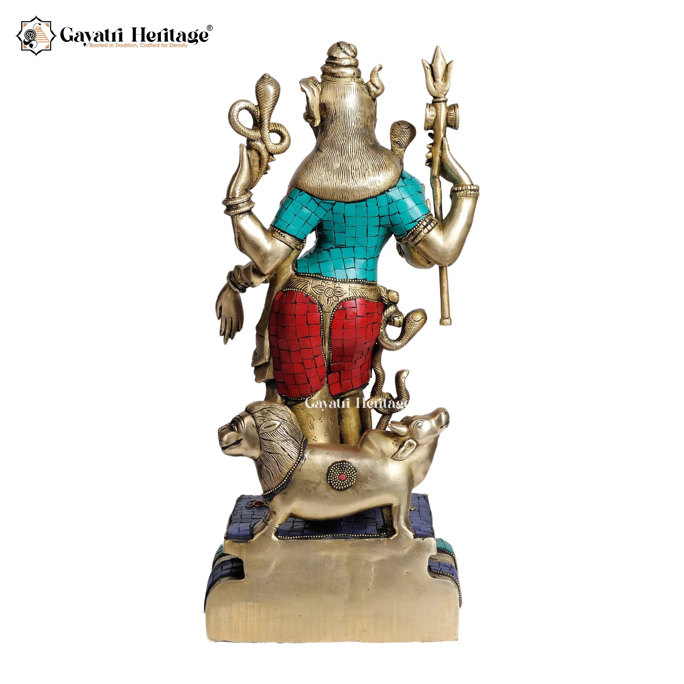 Brass Ardhanarishwar in Stone Work – Divine Half-Shiva Half-Parvati Idol | Gayatri Heritage