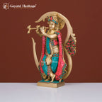 Brass Krishna Statue – Divine Om Design on Back