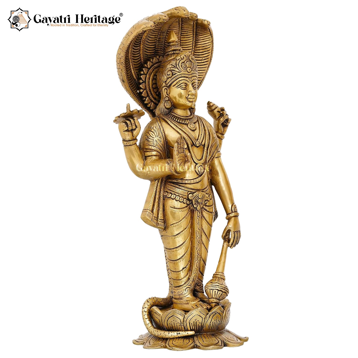 Brass Vishnu Idol – Divine 16.5" Narayana Murti for Home | Gayatri Heritage