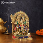 Brass Shiva Family – Stone Work Idol for Pooja Room | Gayatri Heritage