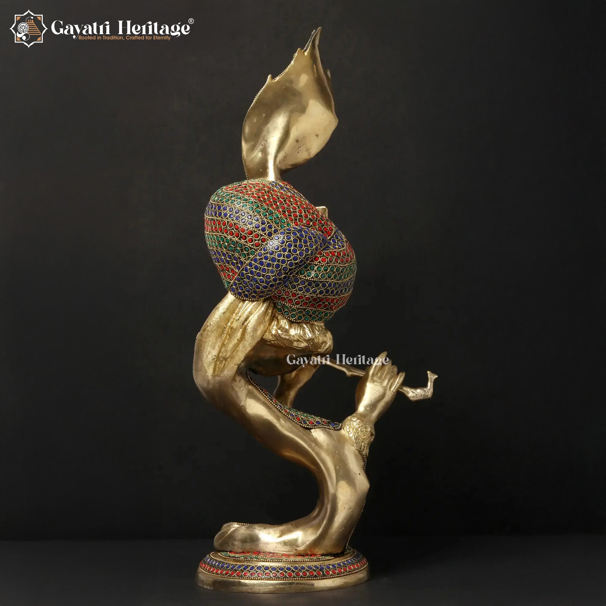 Brass Hawai Krishna Idol – Flute Playing Bal Gopal | Gayatri Heritage