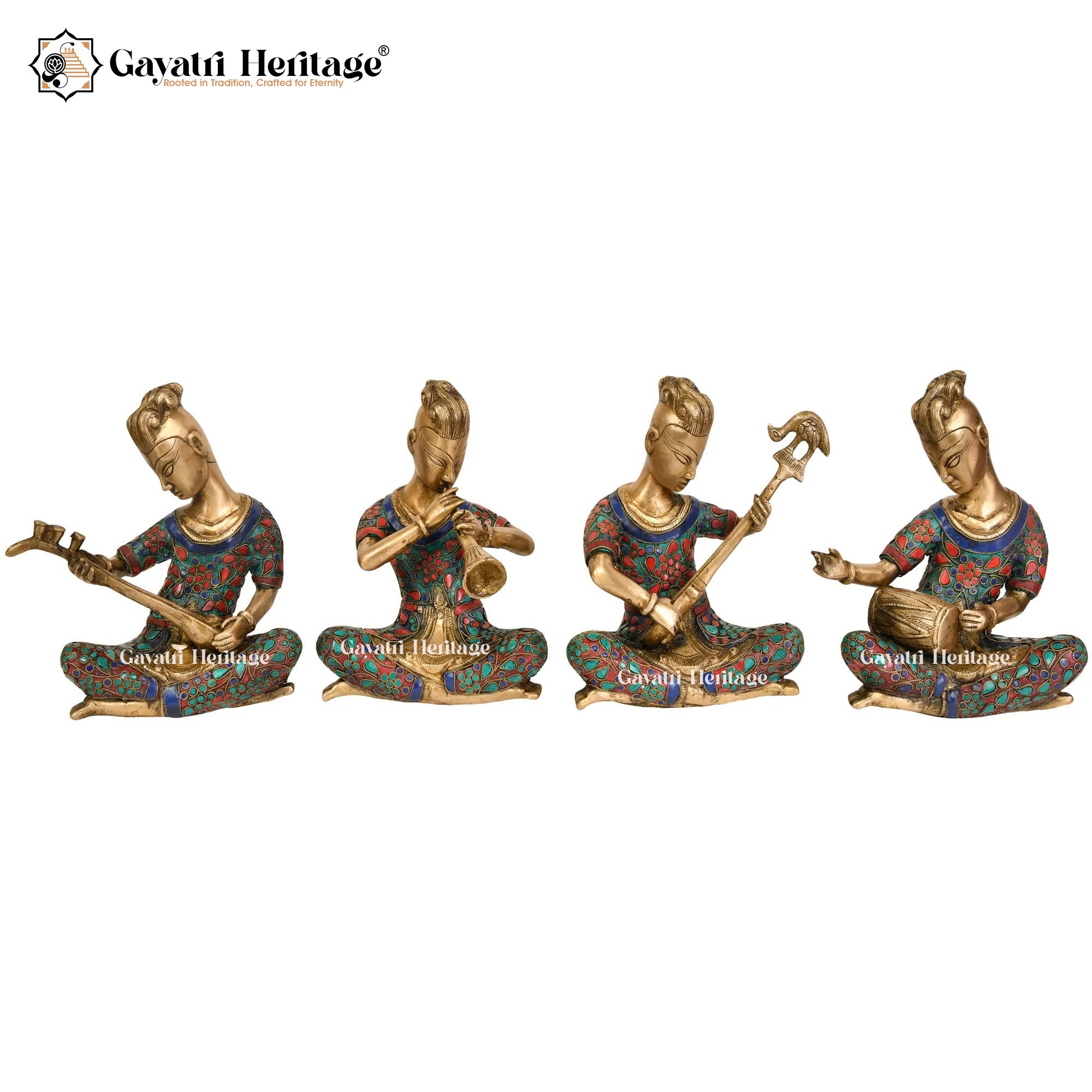 Brass Musician Set – Traditional Musician Figurines for Home Décor | Gayatri Heritage