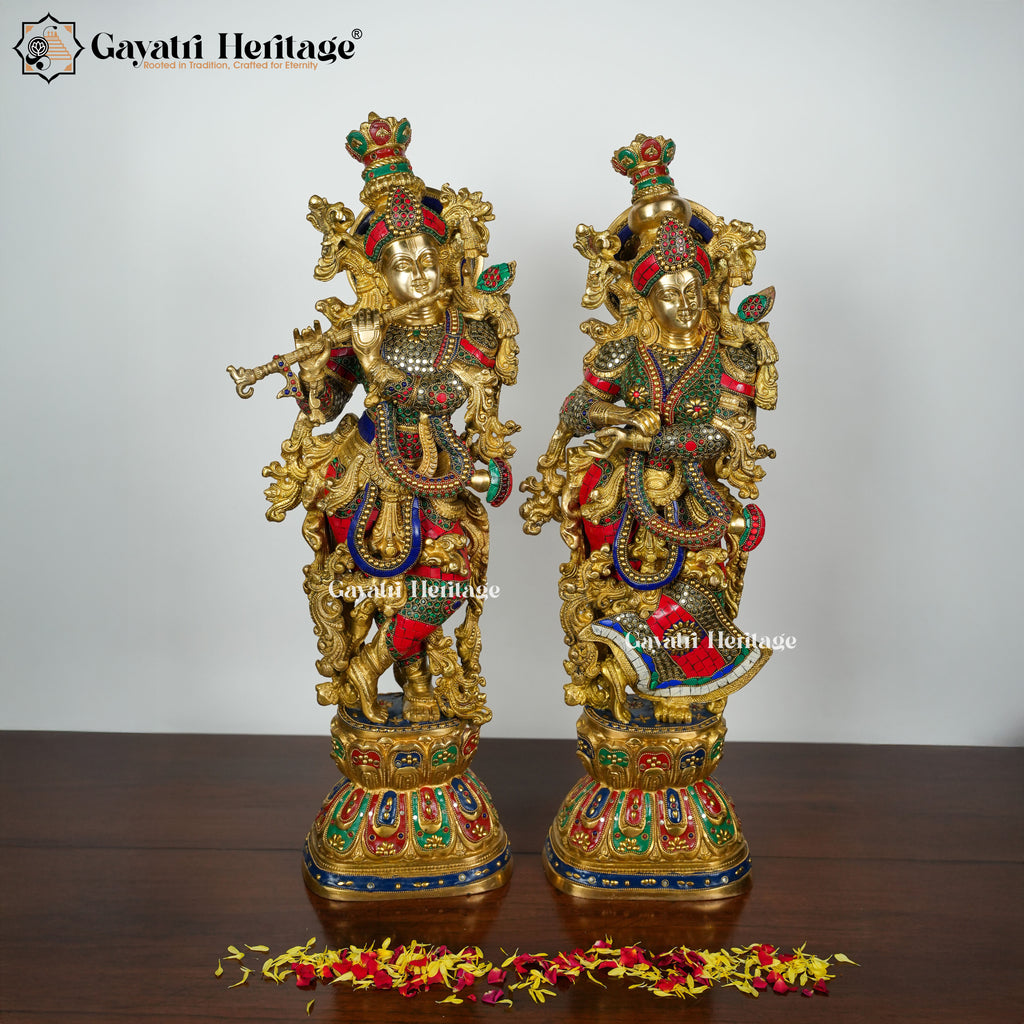 Brass Beautiful Radha Krishna Couple Pair – Divine Love Idol | Gayatri Heritage
