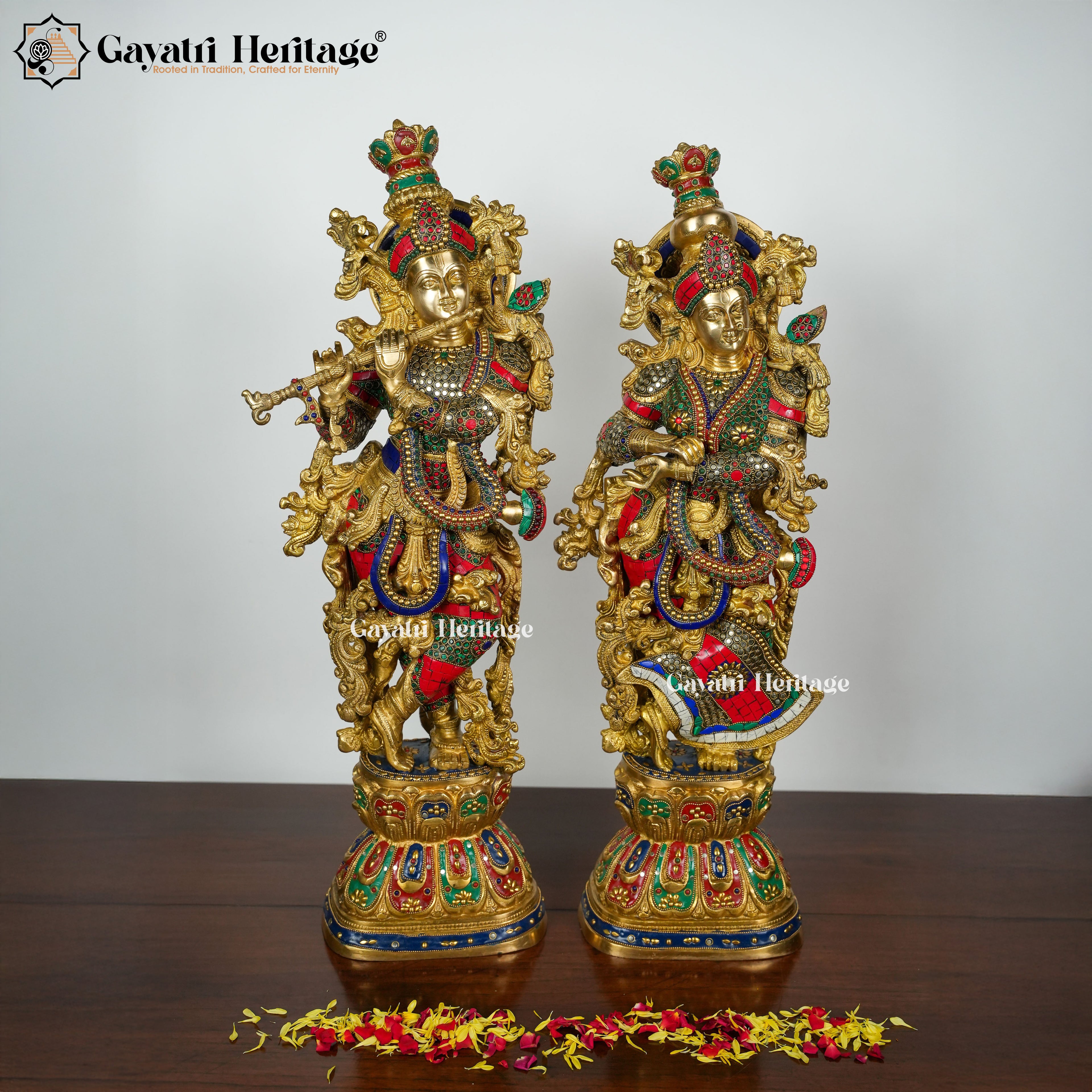 Brass Beautiful Radha Krishna Couple Pair – Divine Love Idol | Gayatri Heritage