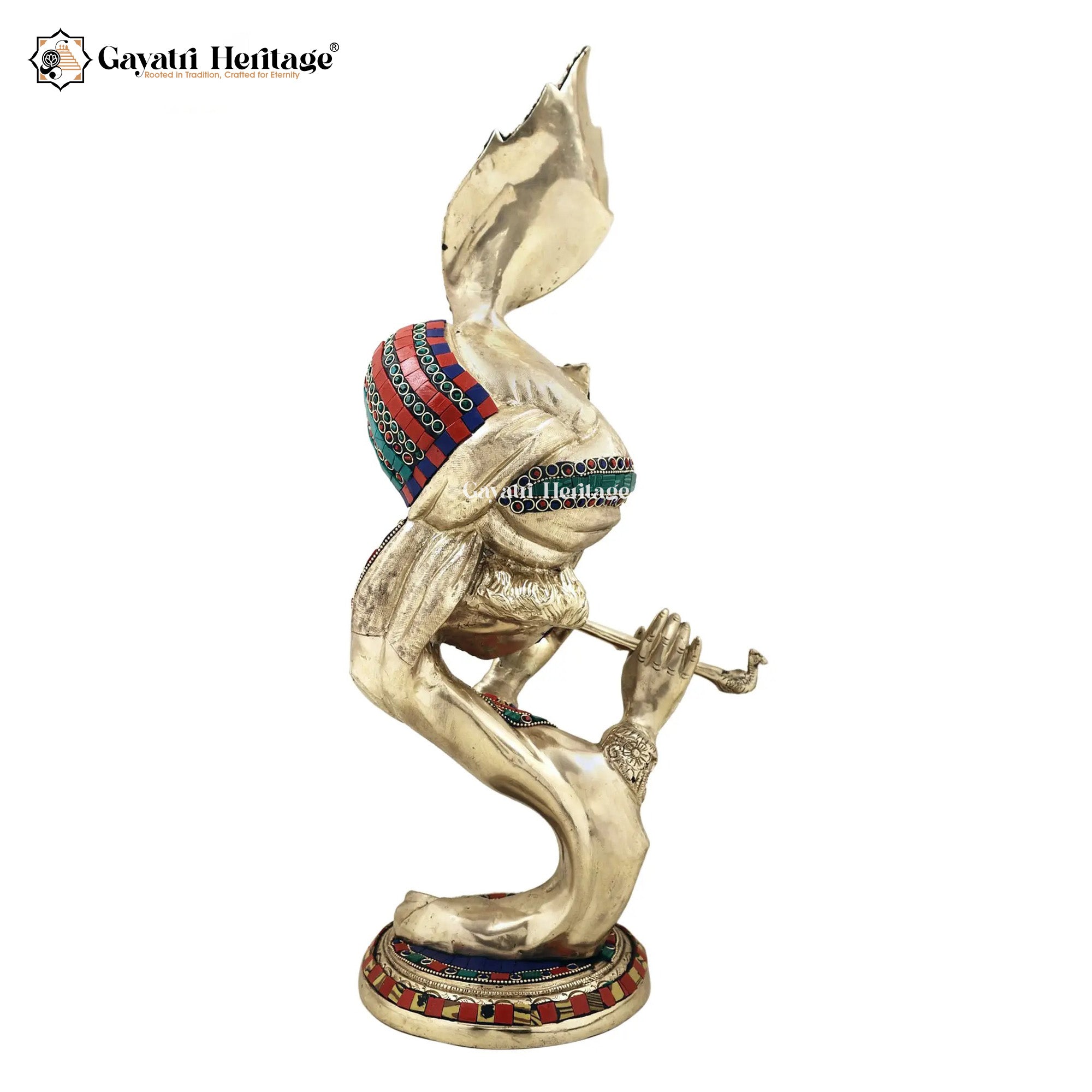 Brass Stonework Hawai Krishna – Colorful Bal Gopal Idol | Gayatri Heritage