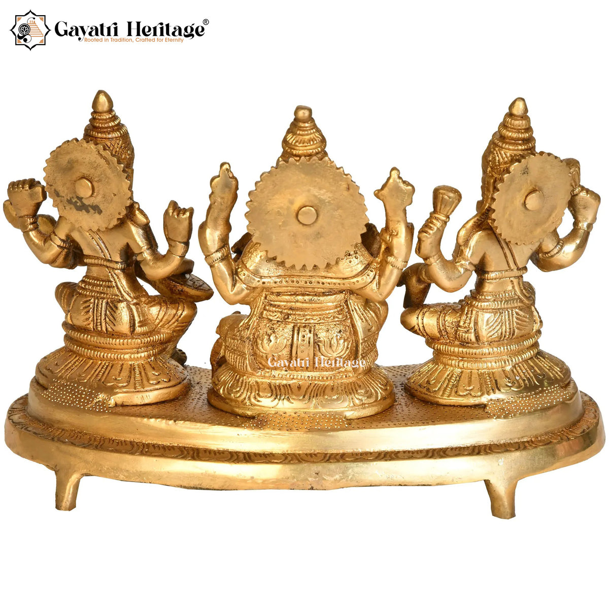 Brass Ganesh Laxmi Saraswati – Divine Trio Idol Set | Gayatri Heritage