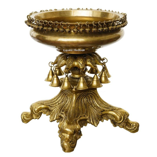 Brass Ethnic Urli with Bells & Stand – Royal Décor Accent | Gayatri Heritage