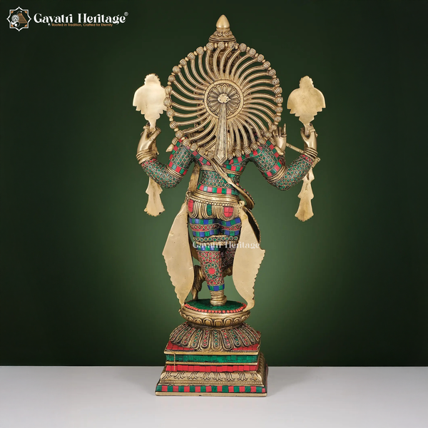Brass Krishna Statue – Stone Work Bal Gopal Idol | Gayatri Heritage