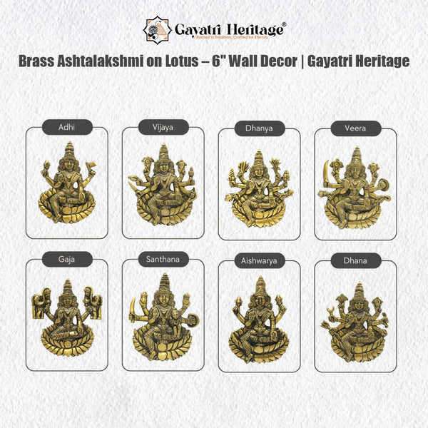 Brass Astalakshmi Wall Decor Plates – 8 Forms of Lakshmi | Gayatri Heritage