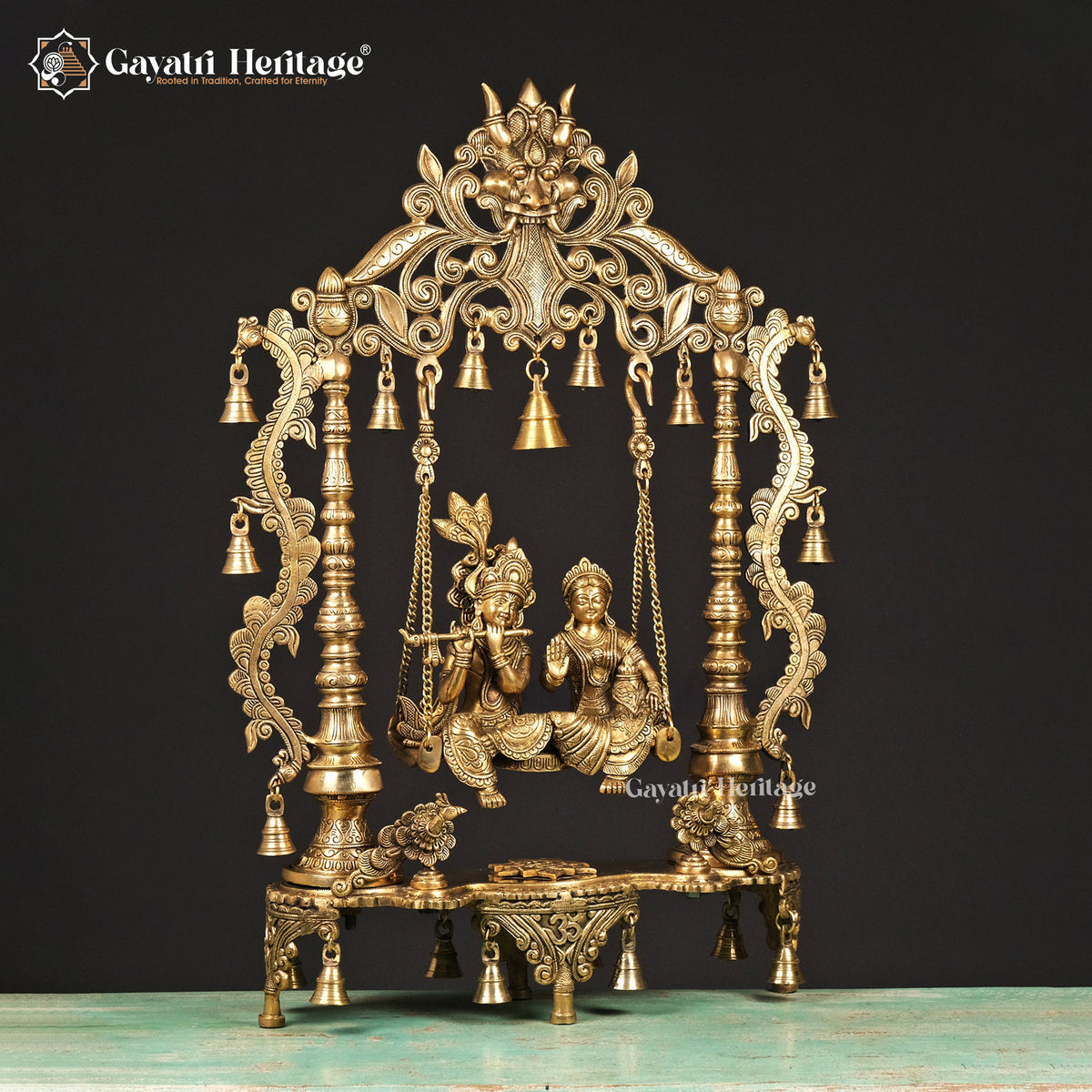 Brass Radha Krishna Jhula – Divine Swing Idol for Home | Gayatri Heritage