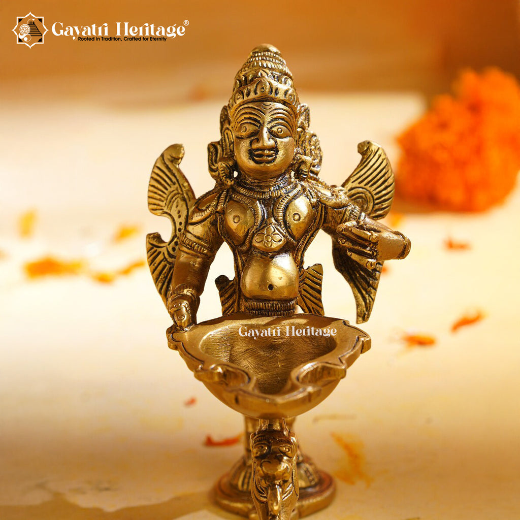 Brass Garud Diya – Auspicious Vahana Oil Lamp | Gayatri Heritage