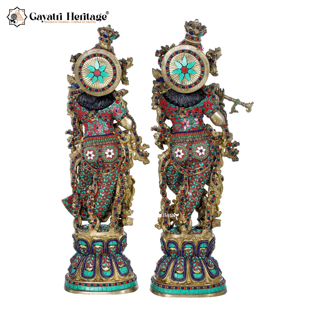 Brass Radha Krishna Statue Pair – Divine Love & Unity Idol