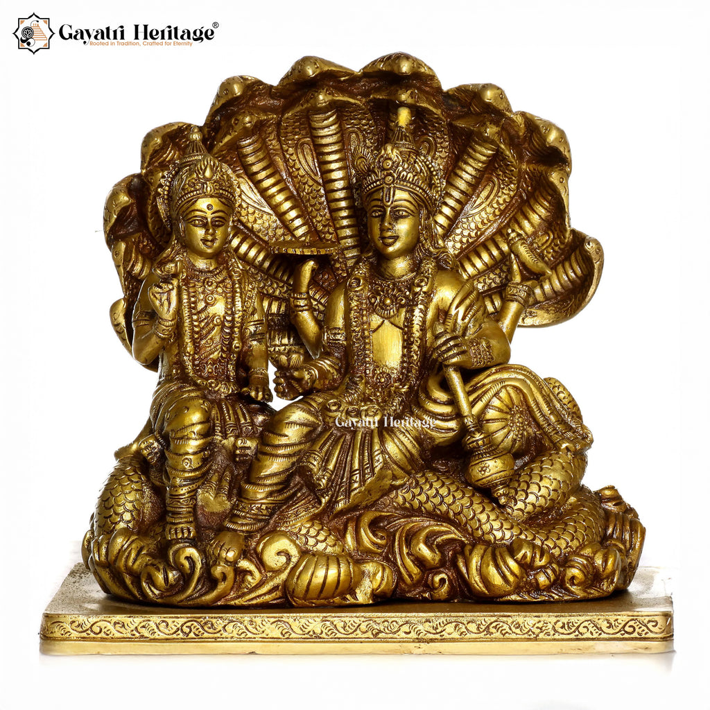 Brass Vishnu Laxmi Idol – Divine Couple Blessing Statue | Gayatri Heritage