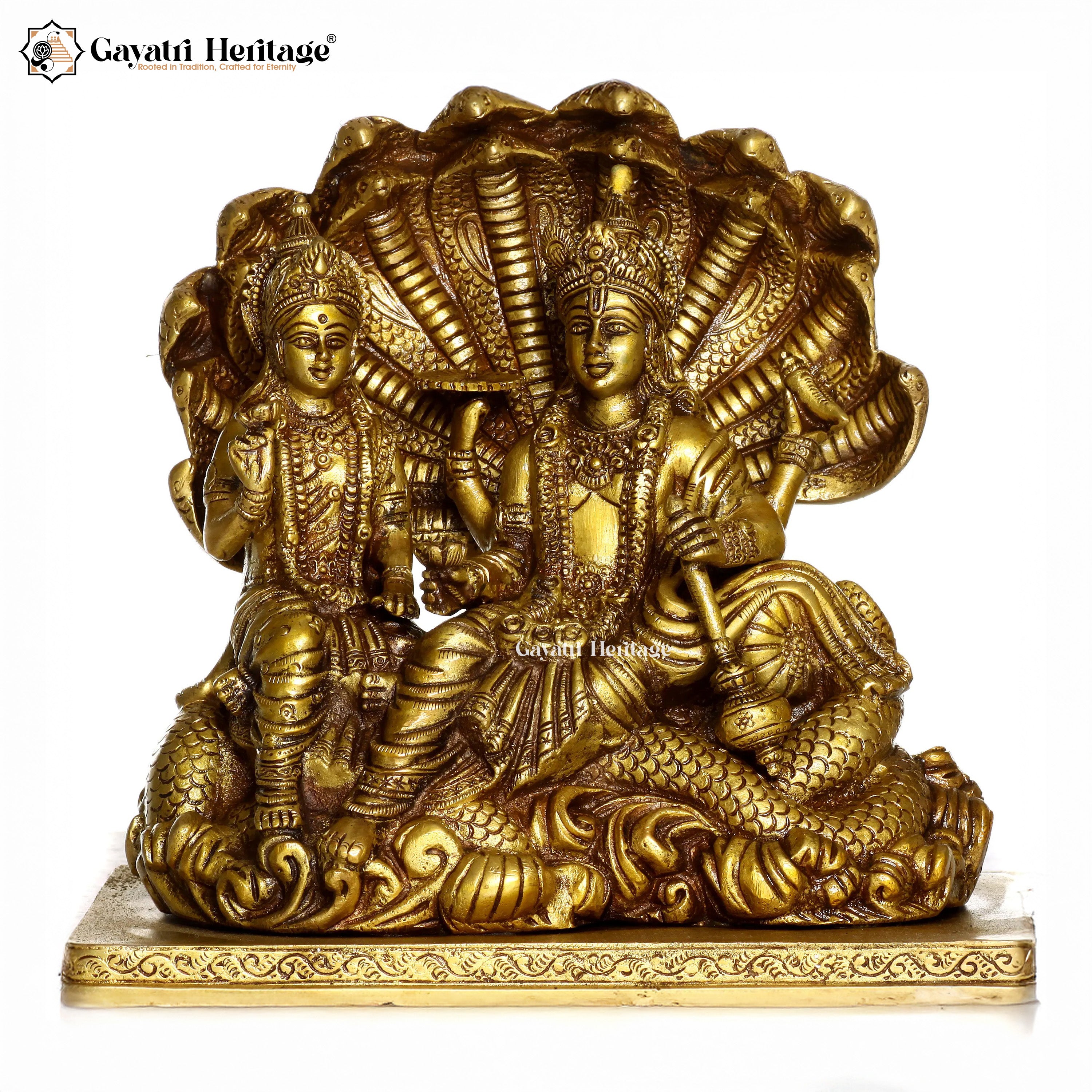 Brass Vishnu Laxmi Idol – Divine Couple Blessing Statue | Gayatri Heritage