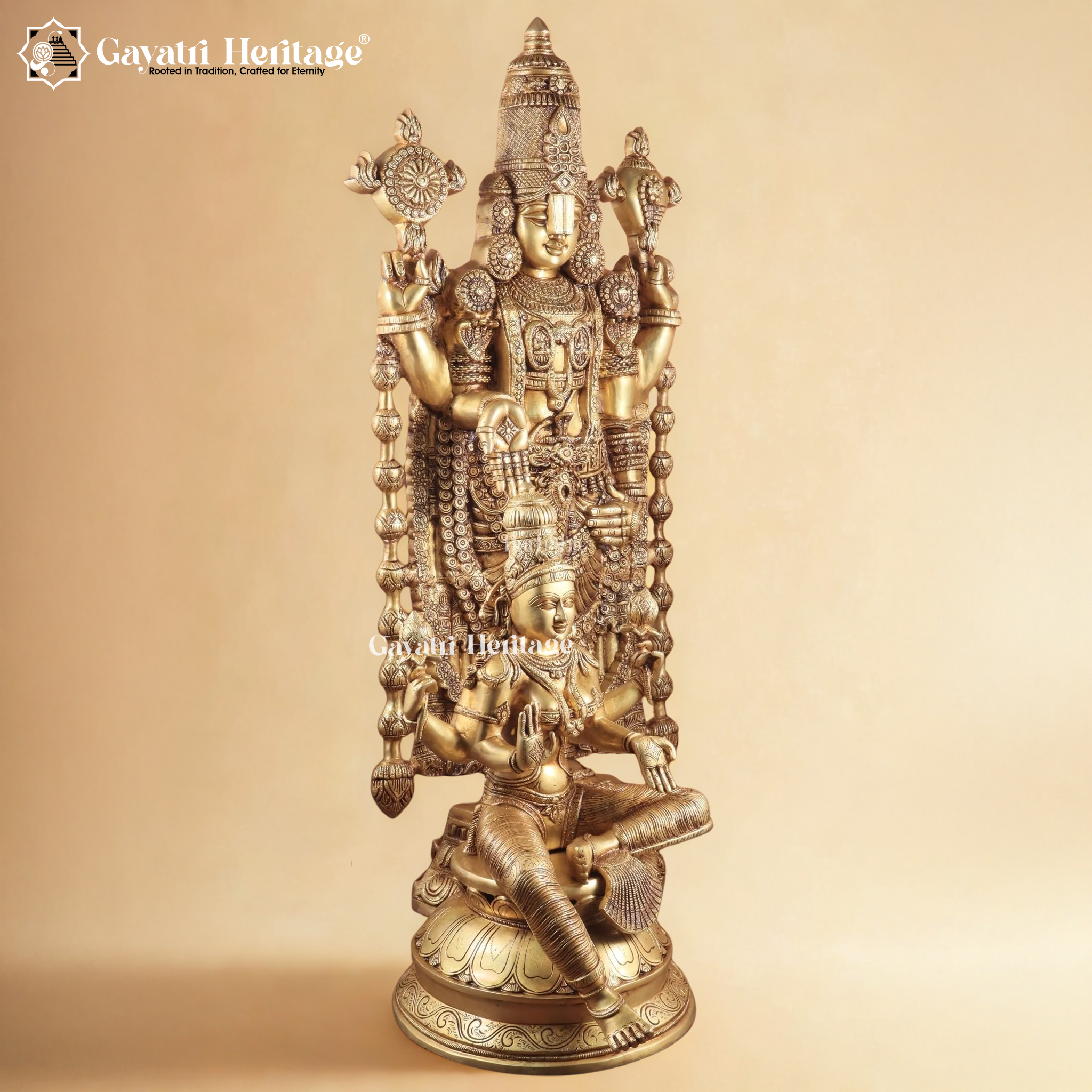 Brass Tirupati Balaji & Goddess Lakshmi – Sacred Divine Pair | Gayatri Heritage