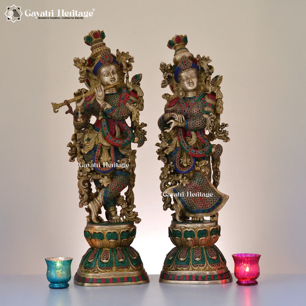 Brass Radha Krishna Statue – Divine Love & Harmony Idol