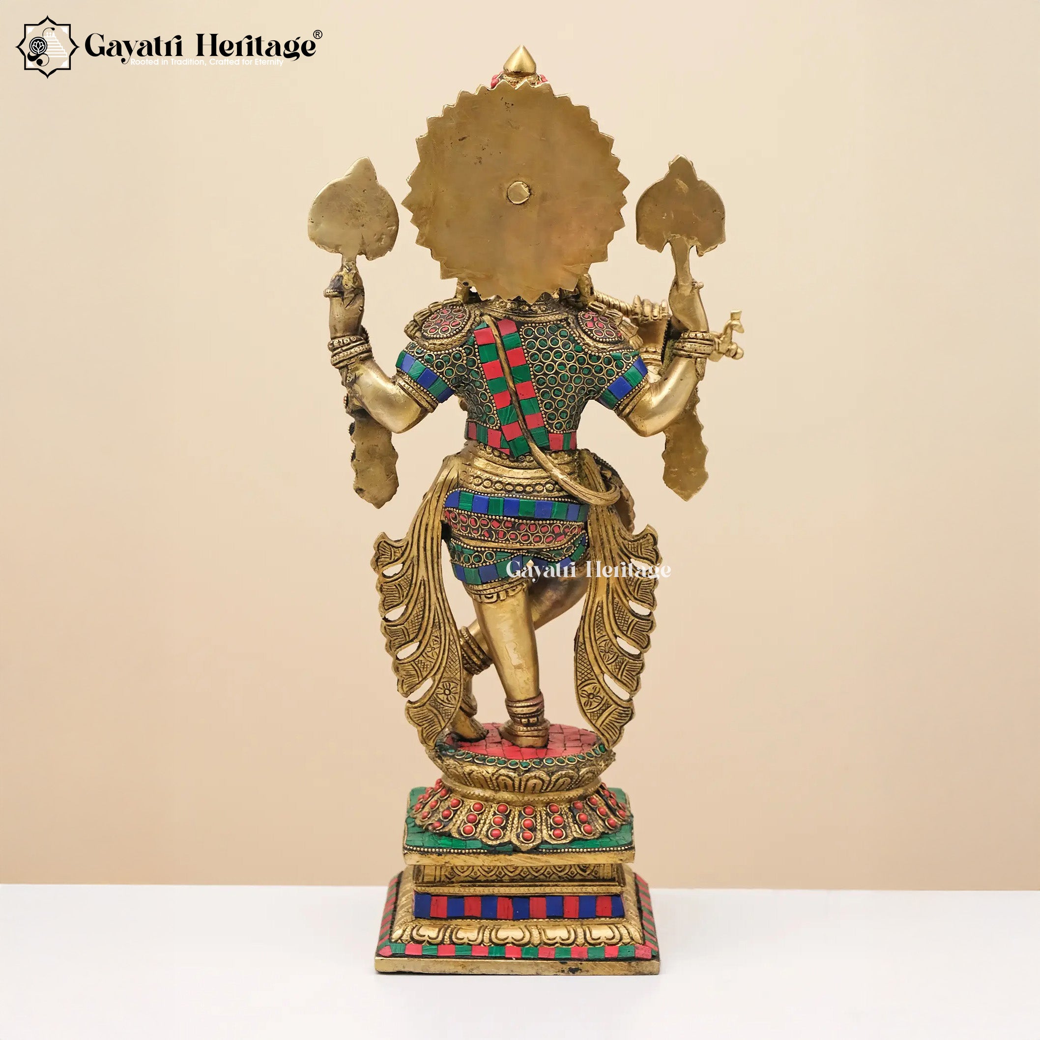 Brass Krishna with Stone Work – Divine Beauty in Intricate Craftsmanship