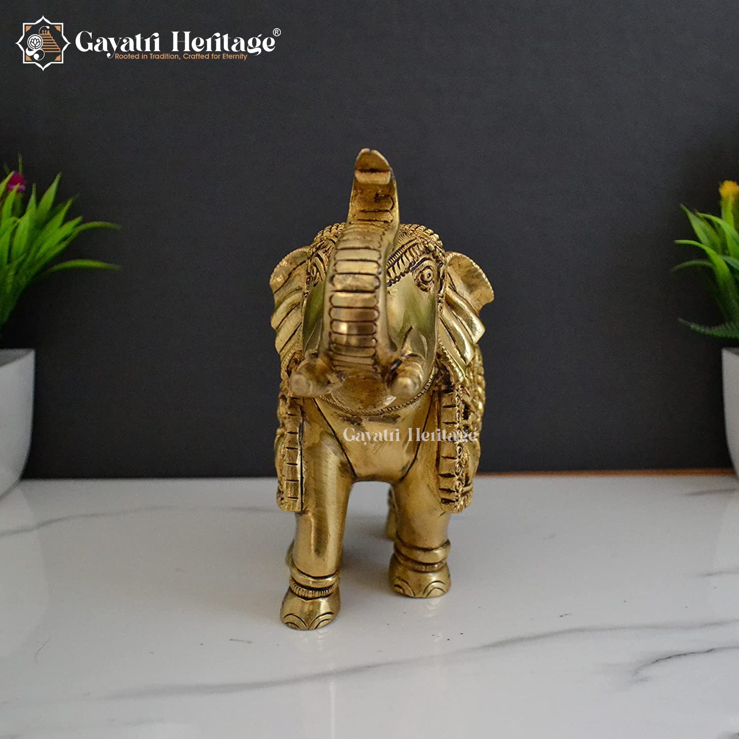 Brass Elephant Statue – Majestic Decor Statue | Gayatri Heritage