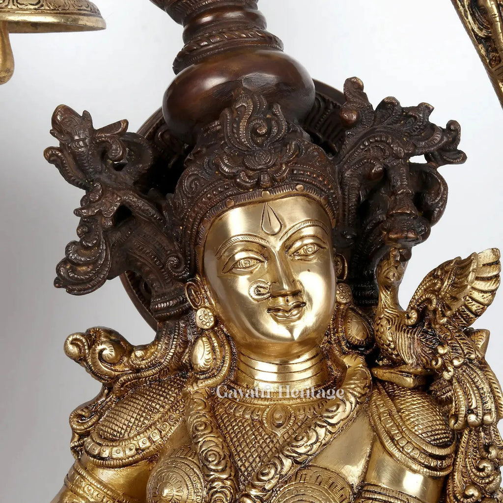 Brass Radha Krishna with Arch – Divine Love Idol | Gayatri Heritage
