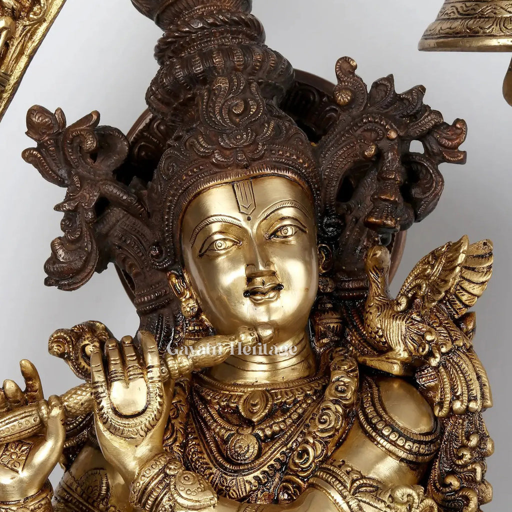 Brass Radha Krishna with Arch – Divine Love Idol | Gayatri Heritage