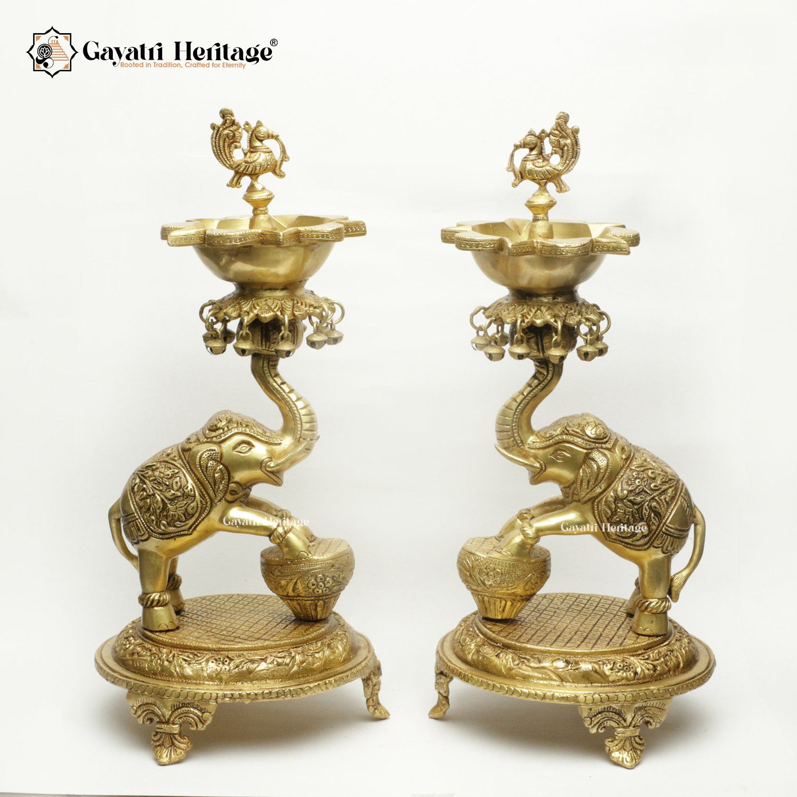 Brass Elephant Diya – Traditional Sacred Light for Your Home | Gayatri Heritage