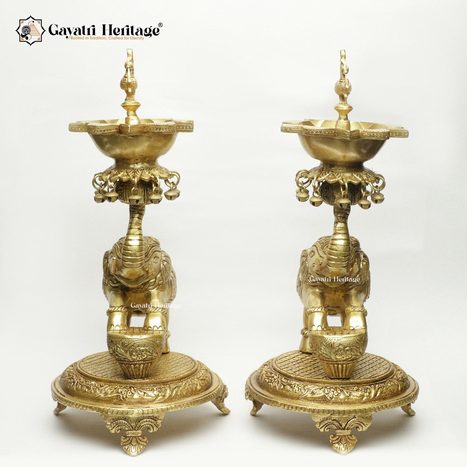 Brass Elephant Diya – Traditional Sacred Light for Your Home | Gayatri Heritage