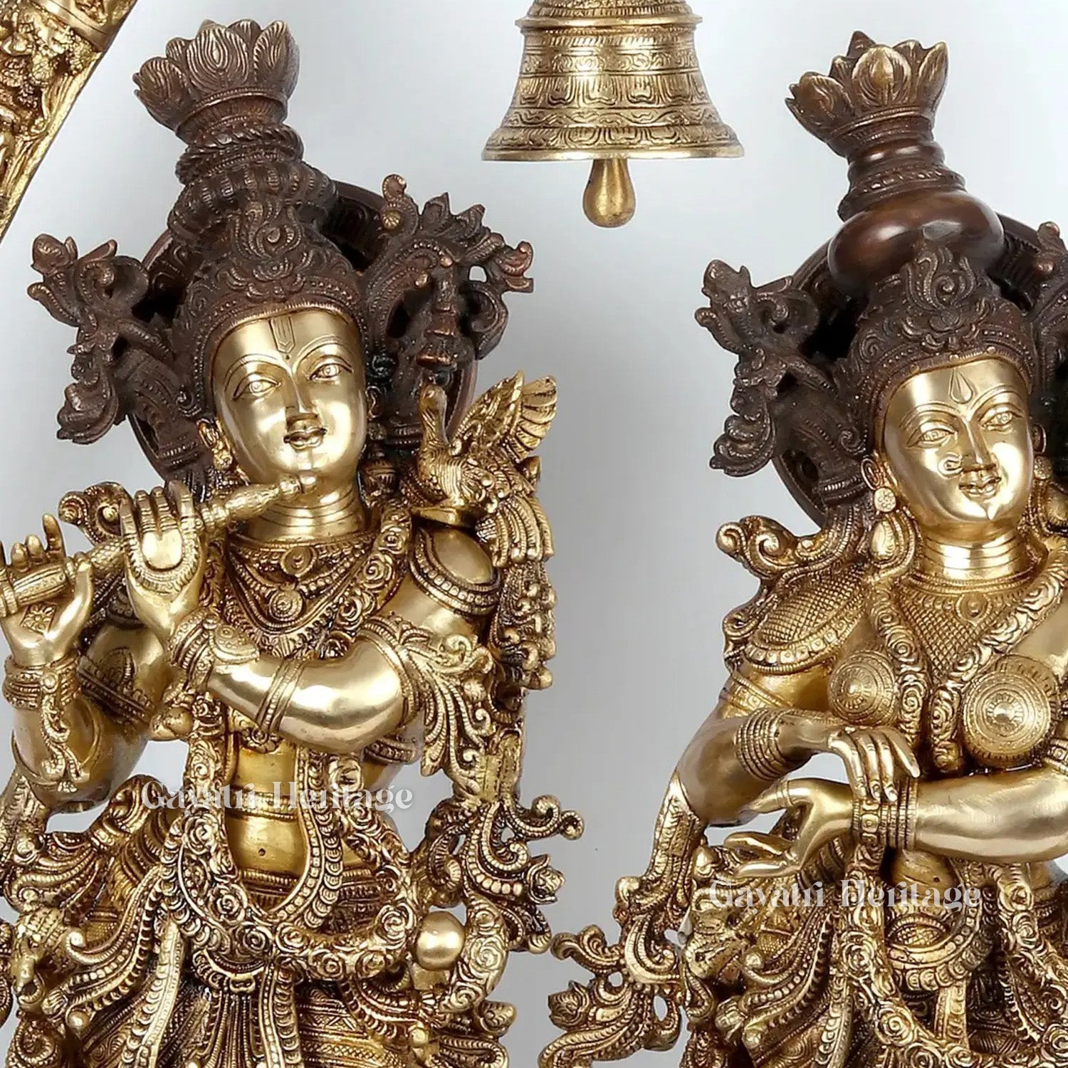 Brass Radha Krishna with Arch – Divine Love Idol | Gayatri Heritage